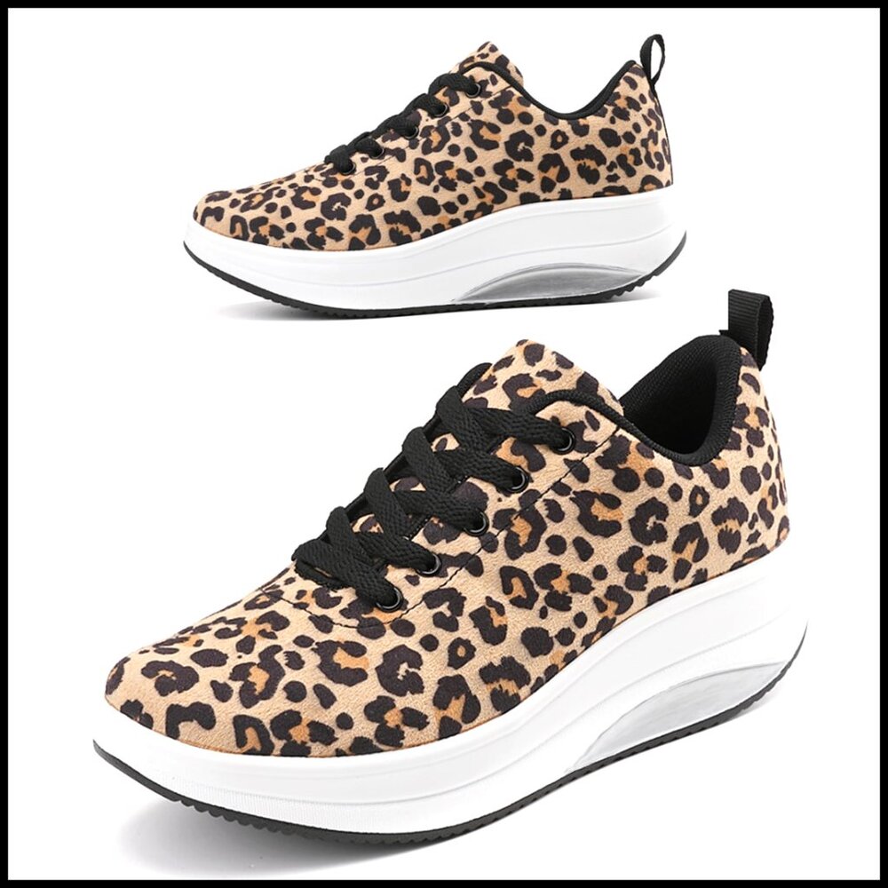 Platform Sneakers Slip Resistant Work Shoes 2 Inch Wedge Rocker Bottom